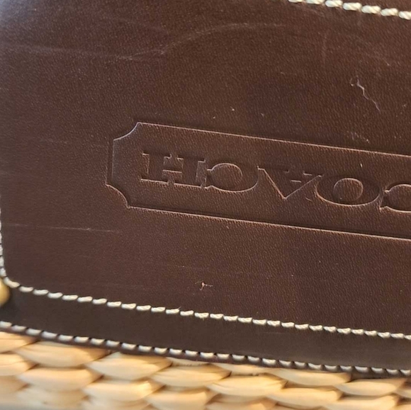 Coach 2008 brown, straw, turn lock basket with brass hardware - Picture 9 of 14